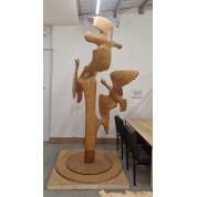 Geese Statue Timber Sculpture Clearance Sycamore Ebony Wood Bird